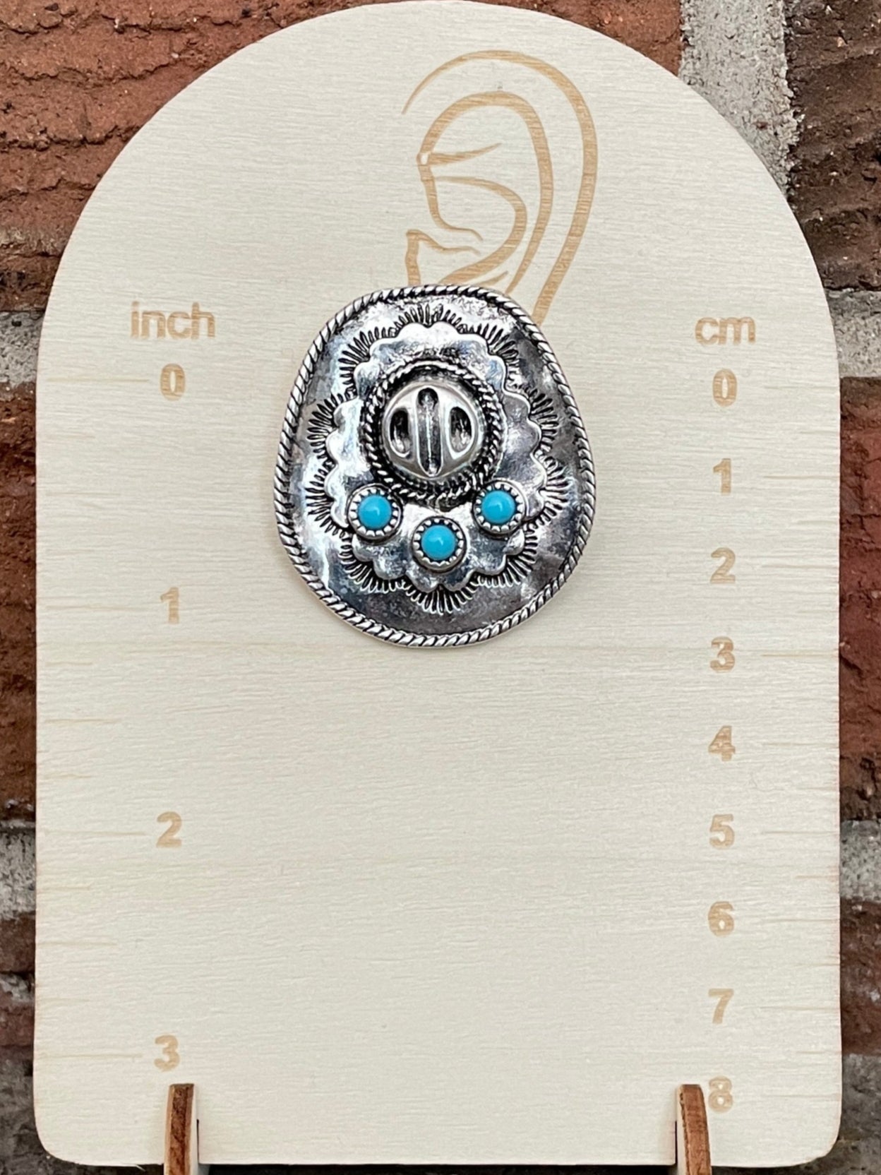 Cowboy Hat Stud Earrings with Faux Turquoise