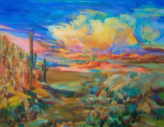Desert Sunset Original Acrylic Painting by Lynn Cahill