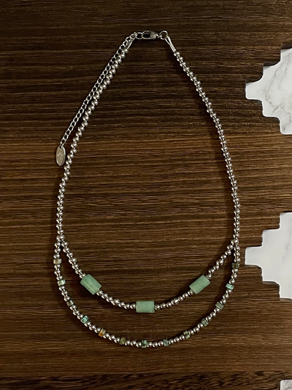 Double Layer Western Pearl Necklace 16 inch