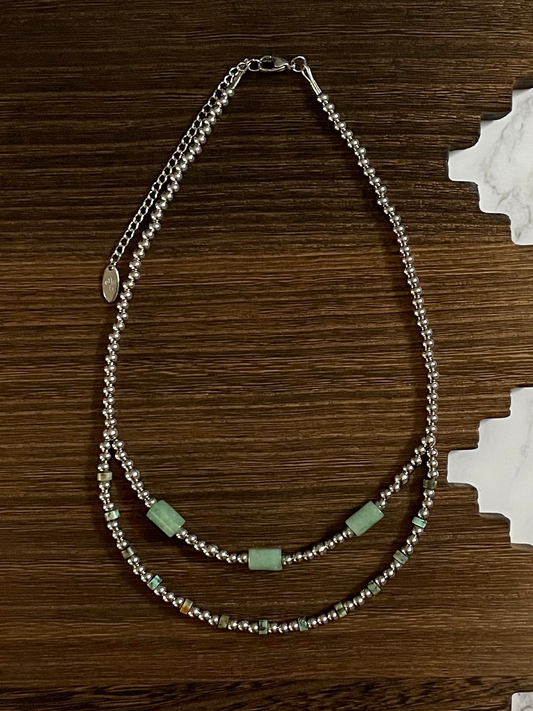 Double Layer Western Pearl Necklace 16 inch
