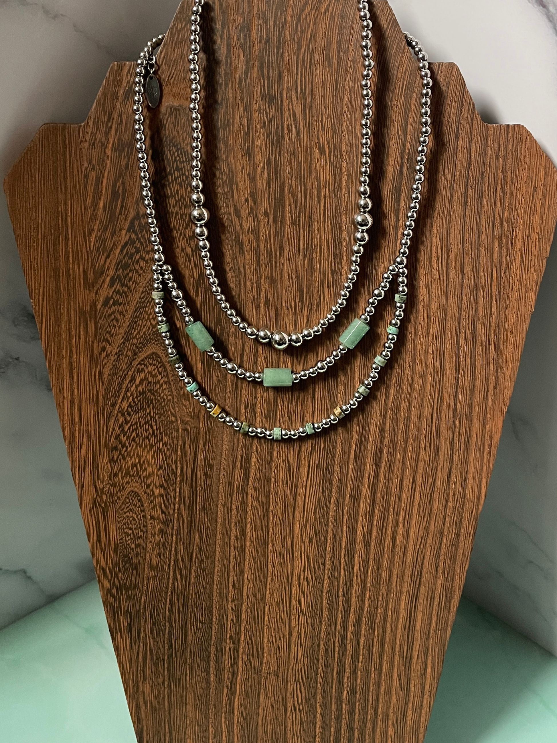 Double Layer Western Pearl Necklace 16 inch