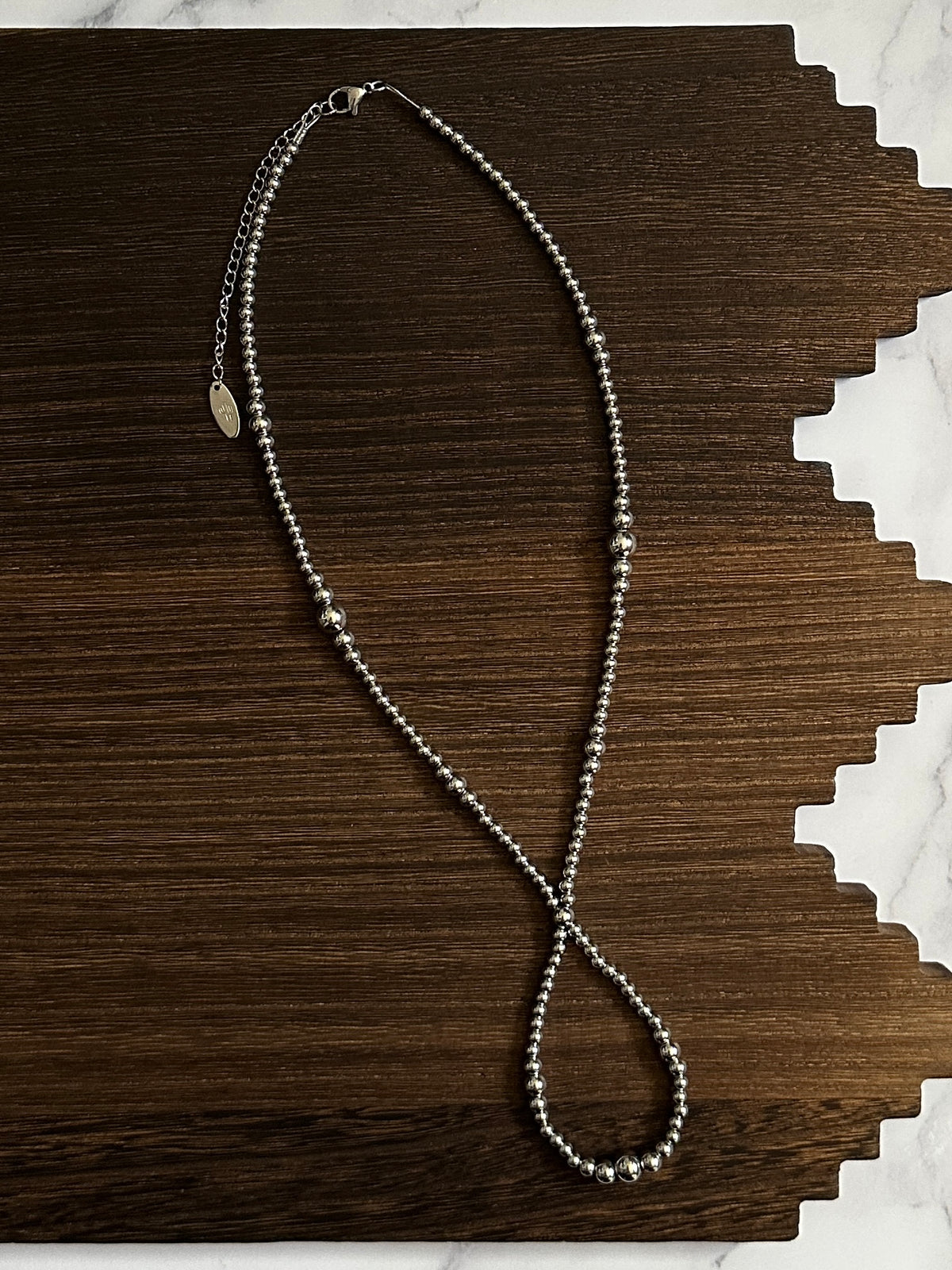 Dual Graduated Stainless Steel Western Pearl Loop Necklace 18 inch Red Saguaro Jewelry by Cimarron Red Saguaro Trading Post