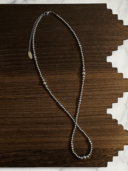 Dual Graduated Stainless Steel Western Pearl Loop Necklace 18 inch Red Saguaro Jewelry by Cimarron Red Saguaro Trading Post