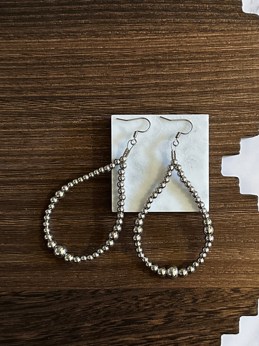 Dual Graduated Stainless Steel Western Pearl Teardrop Earrings Red Saguaro Jewelry by Cimarron Red Saguaro Trading Post