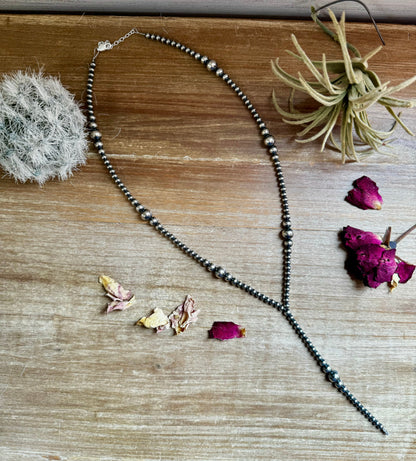 Sterling Silver Pearl Graduated Lariat Necklace
