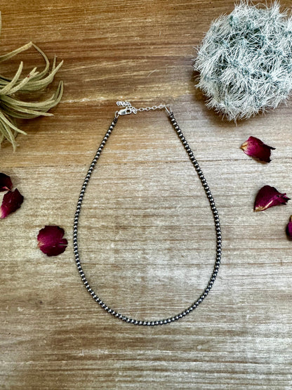 3mm Sterling Silver Pearl Choker Necklace 14 inch