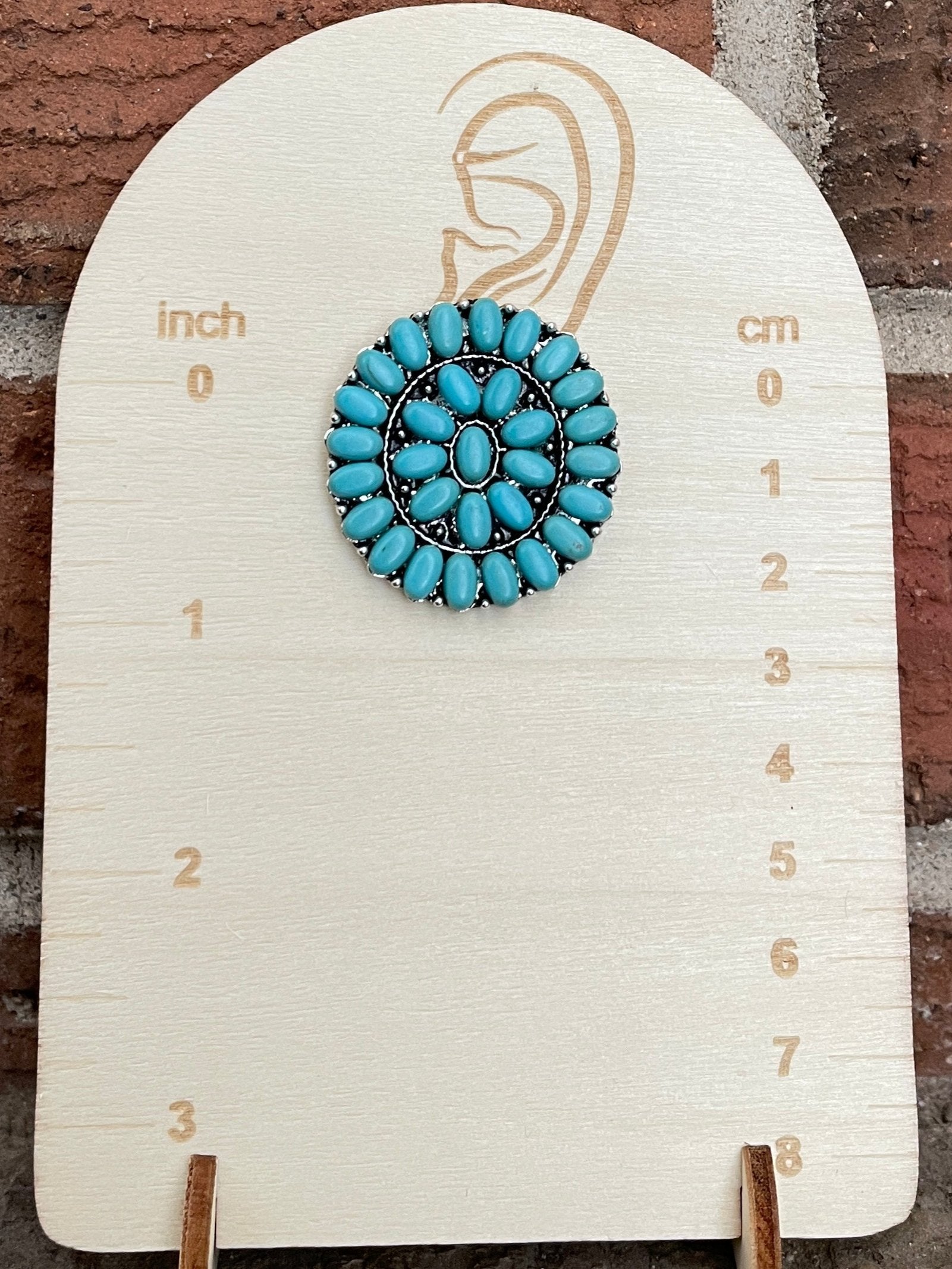 Faux Turquoise Cluster Concho Earrings