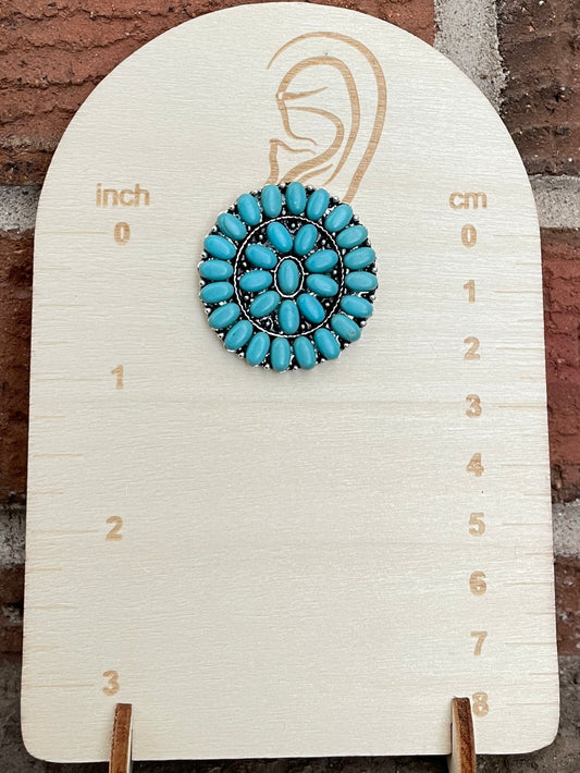Faux Turquoise Cluster Concho Earrings