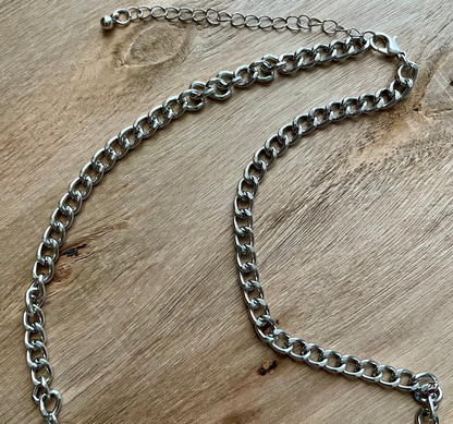Faux Turquoise Concho Lariat Necklace