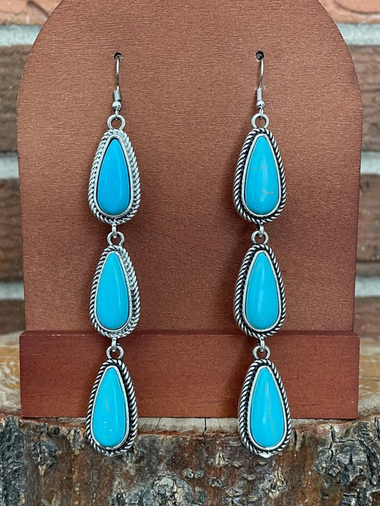 Faux Turquoise Waterdrop Earrings