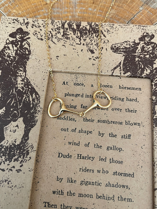 Genuine Sterling Silver Snaffle Bit Necklace - Gold