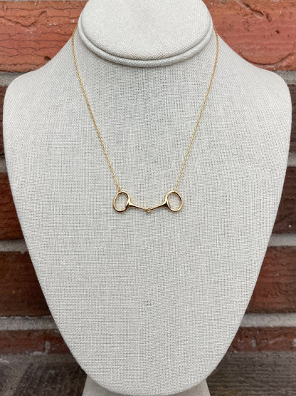 Genuine Sterling Silver Snaffle Bit Necklace - Gold