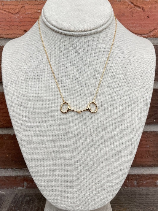 Genuine Sterling Silver Snaffle Bit Necklace - Gold