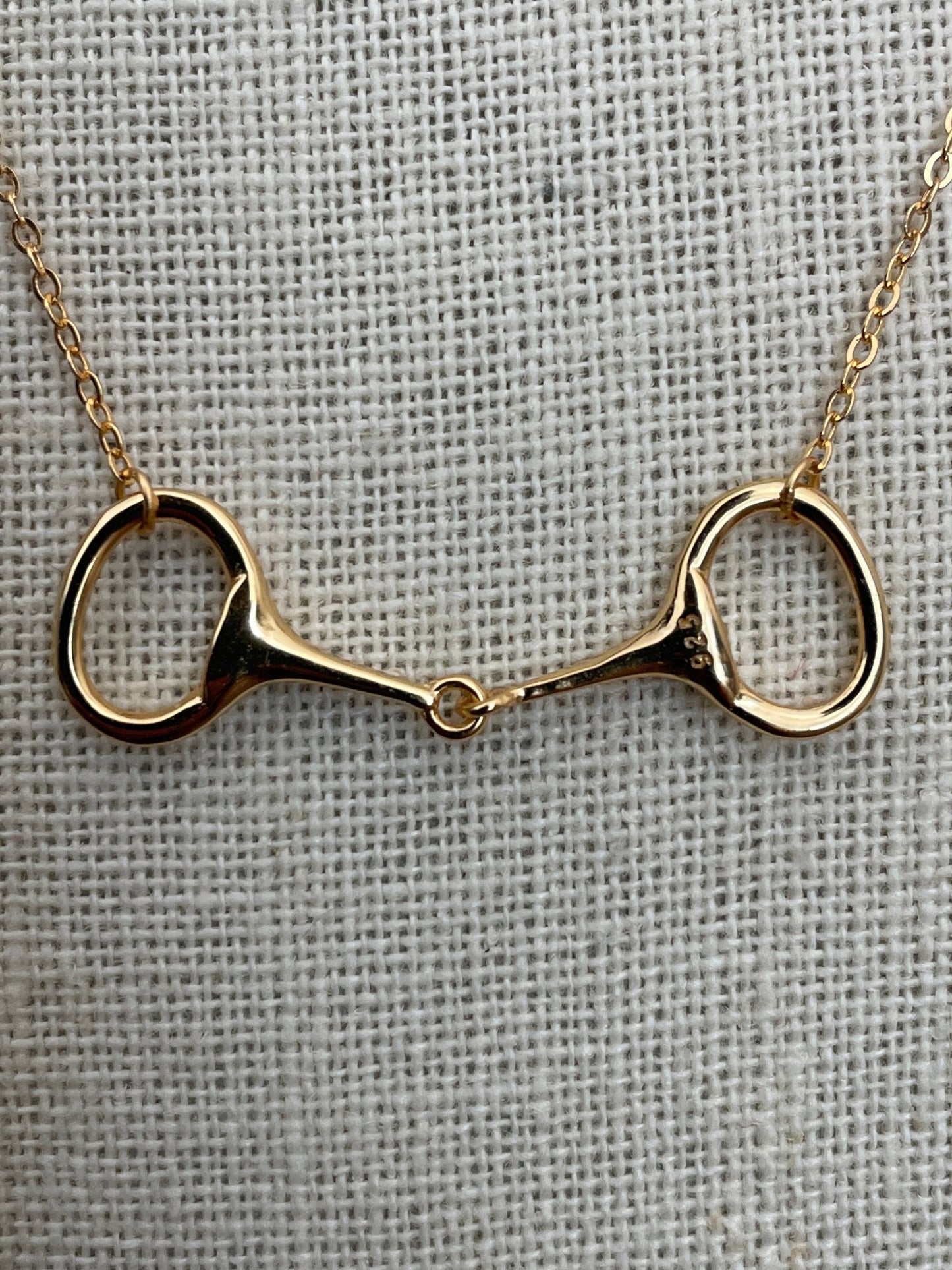 Genuine Sterling Silver Snaffle Bit Necklace - Gold