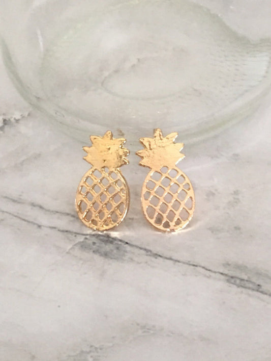 Geometric Pineapple Earrings - Gold