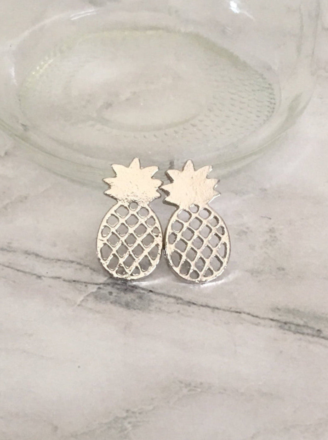 Geometric Pineapple Earrings - Silver