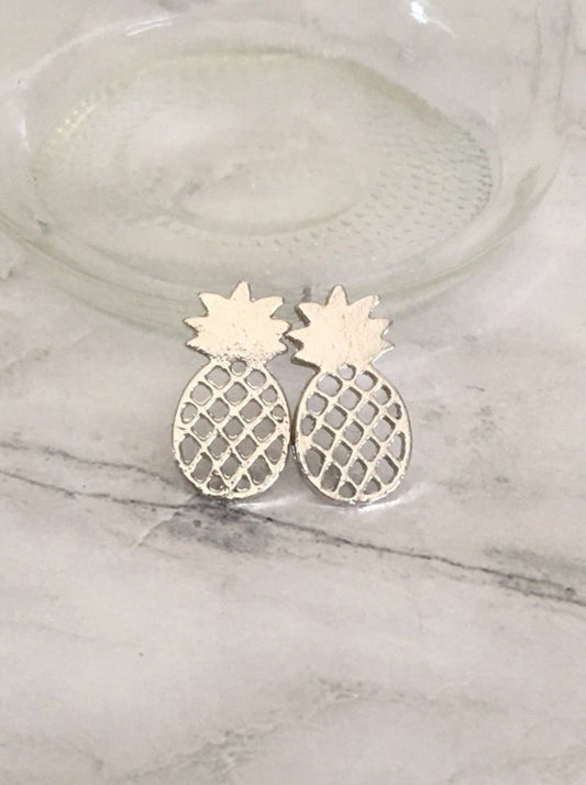 Geometric Pineapple Earrings - Silver