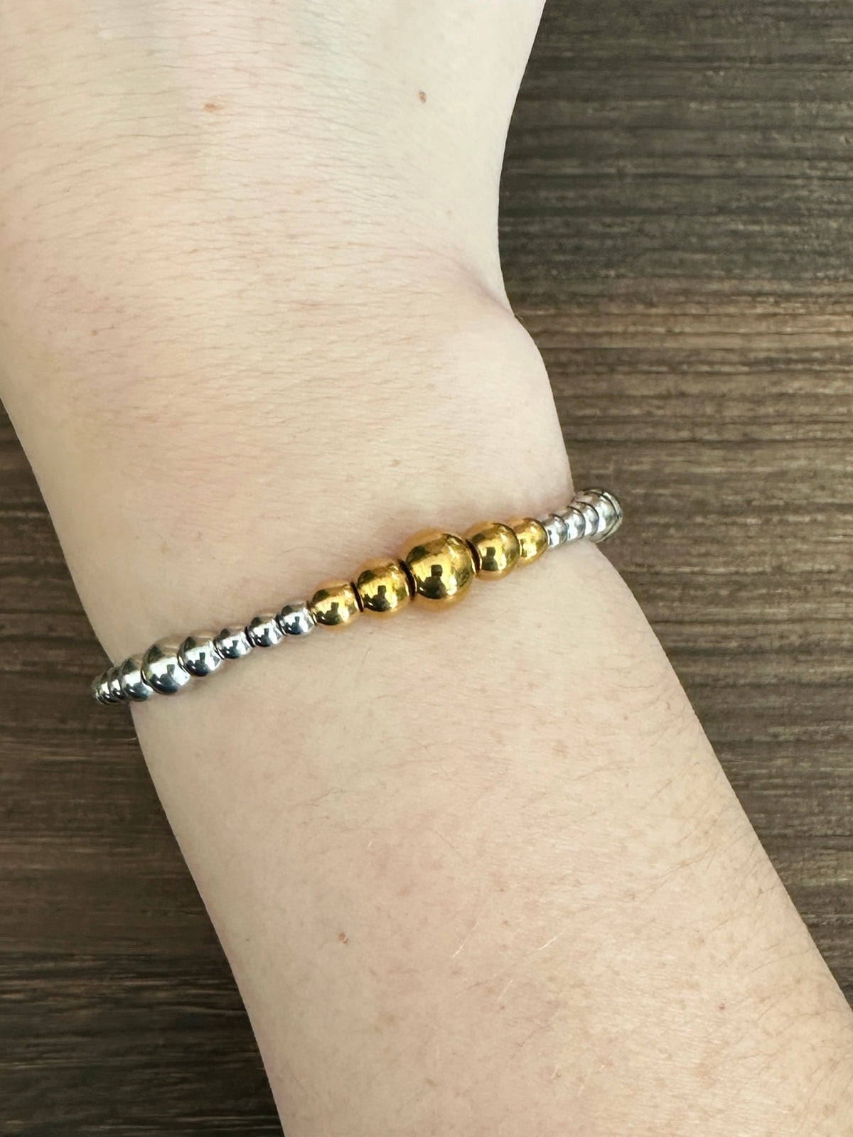 Gold Center Dual Graduated Stainless Steel Western Pearl Bracelet Red Saguaro Jewelry by Cimarron Red Saguaro Trading Post