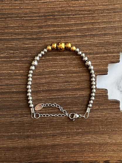 Gold Center Dual Graduated Stainless Steel Western Pearl Bracelet Red Saguaro Jewelry by Cimarron Red Saguaro Trading Post