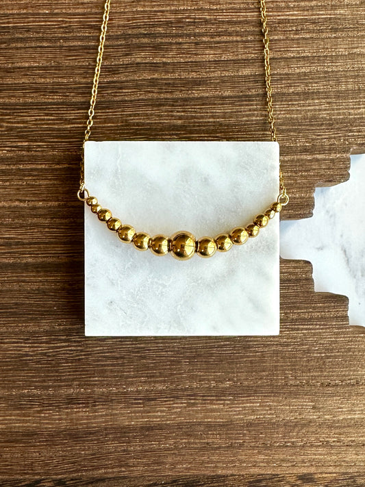 Gold Graduated Stainless Steel Western Pearl 2 inch Bar Necklace 16 inch Red Saguaro Jewelry by Cimarron Red Saguaro Trading Post