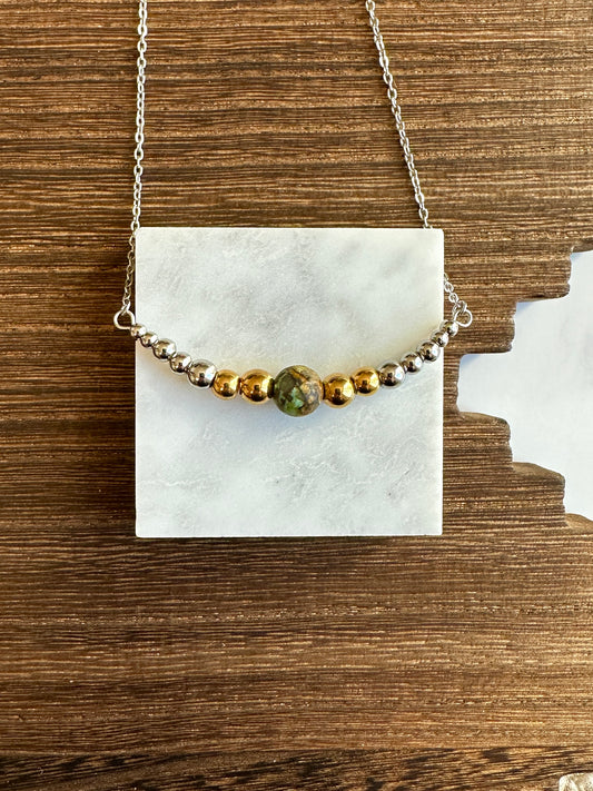 Golden Sage Stainless Steel Western Pearl 2 inch Bar Necklace 16 inch Red Saguaro Jewelry by Cimarron Red Saguaro Trading Post