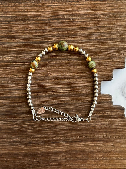 Golden Sage Stainless Steel Western Pearl Bracelet Red Saguaro Jewelry by Cimarron Red Saguaro Trading Post