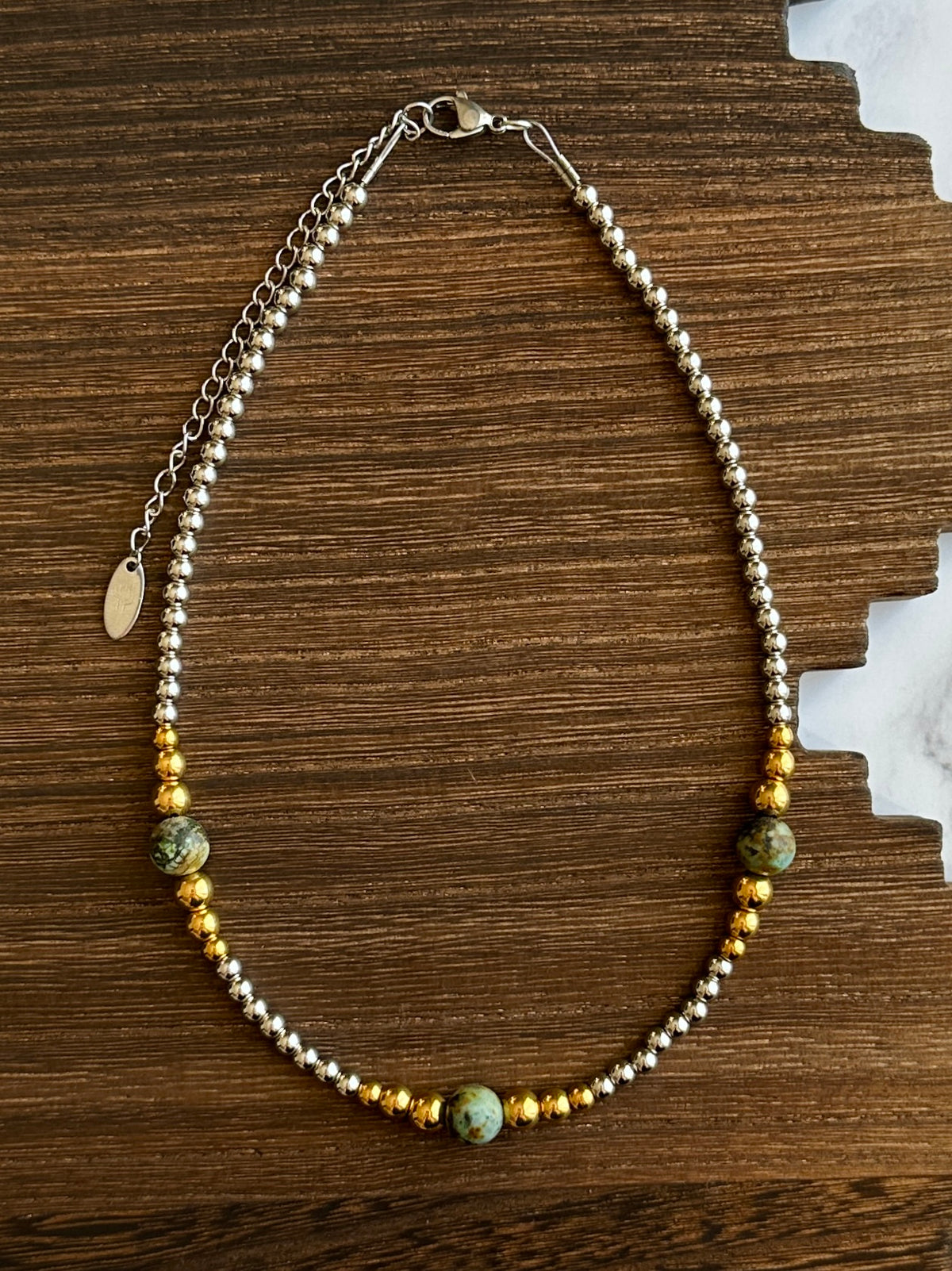 Golden Sage Stainless Steel Western Pearl Choker Necklace 14 inch Red Saguaro Jewelry by Cimarron Red Saguaro Trading Post