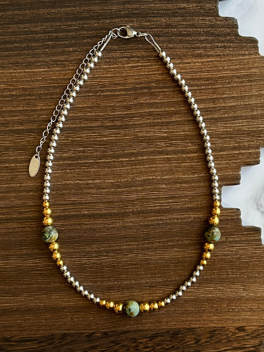 Golden Sage Stainless Steel Western Pearl Choker Necklace 14 inch Red Saguaro Jewelry by Cimarron Red Saguaro Trading Post