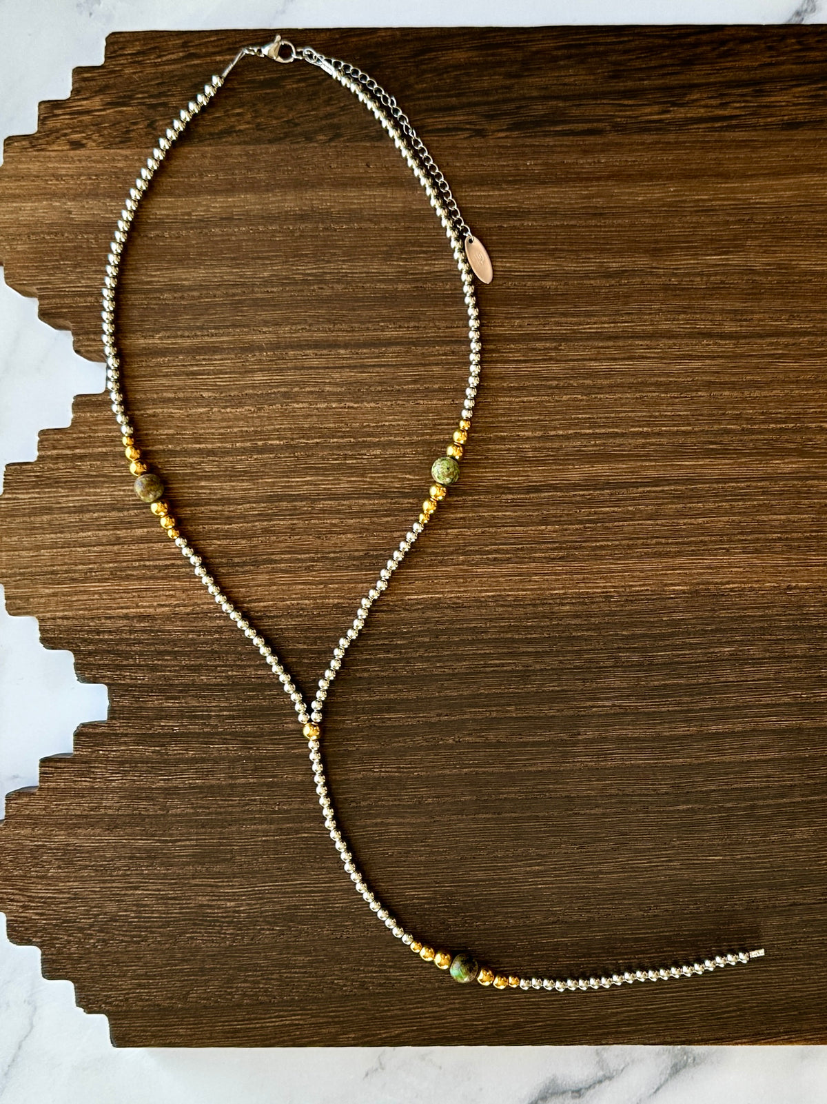 Golden Sage Stainless Steel Western Pearl Lariat Necklace 18 inch Red Saguaro Jewelry by Cimarron Red Saguaro Trading Post