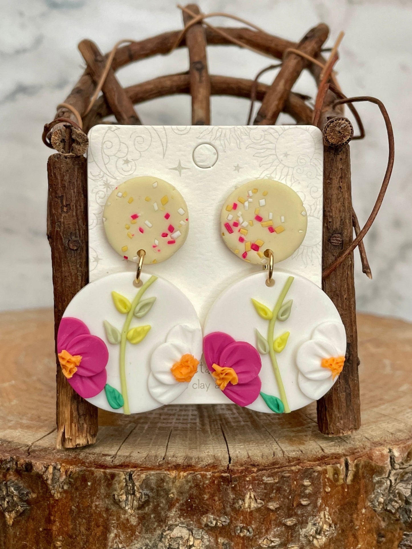 Handmade Polymer Clay Flower Garden Earrings