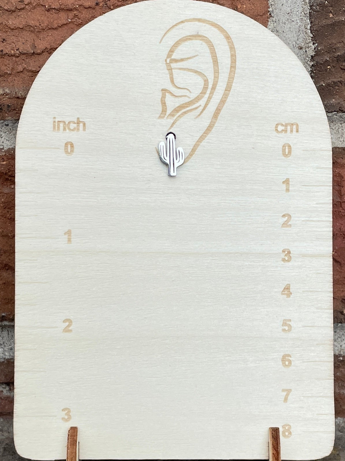 Stainless Steel Saguaro Cactus Earrings - Silver