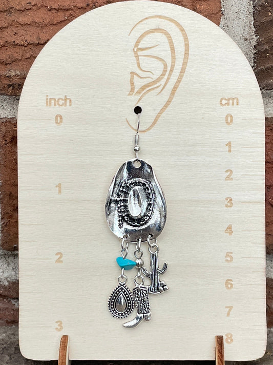 Cowboy Hat Earrings with Western Charms