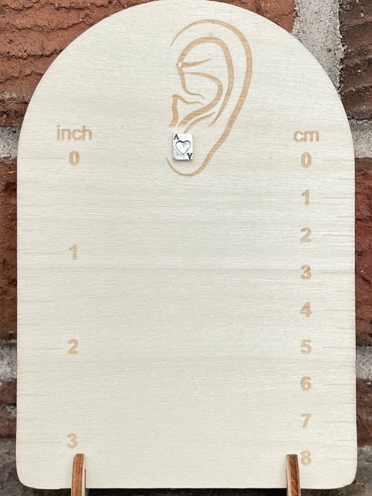 Mini Ace of Hearts Playing Card Stud Earrings