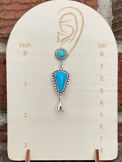 Squash Blossom Earrings with Mixed Faux Turquoise