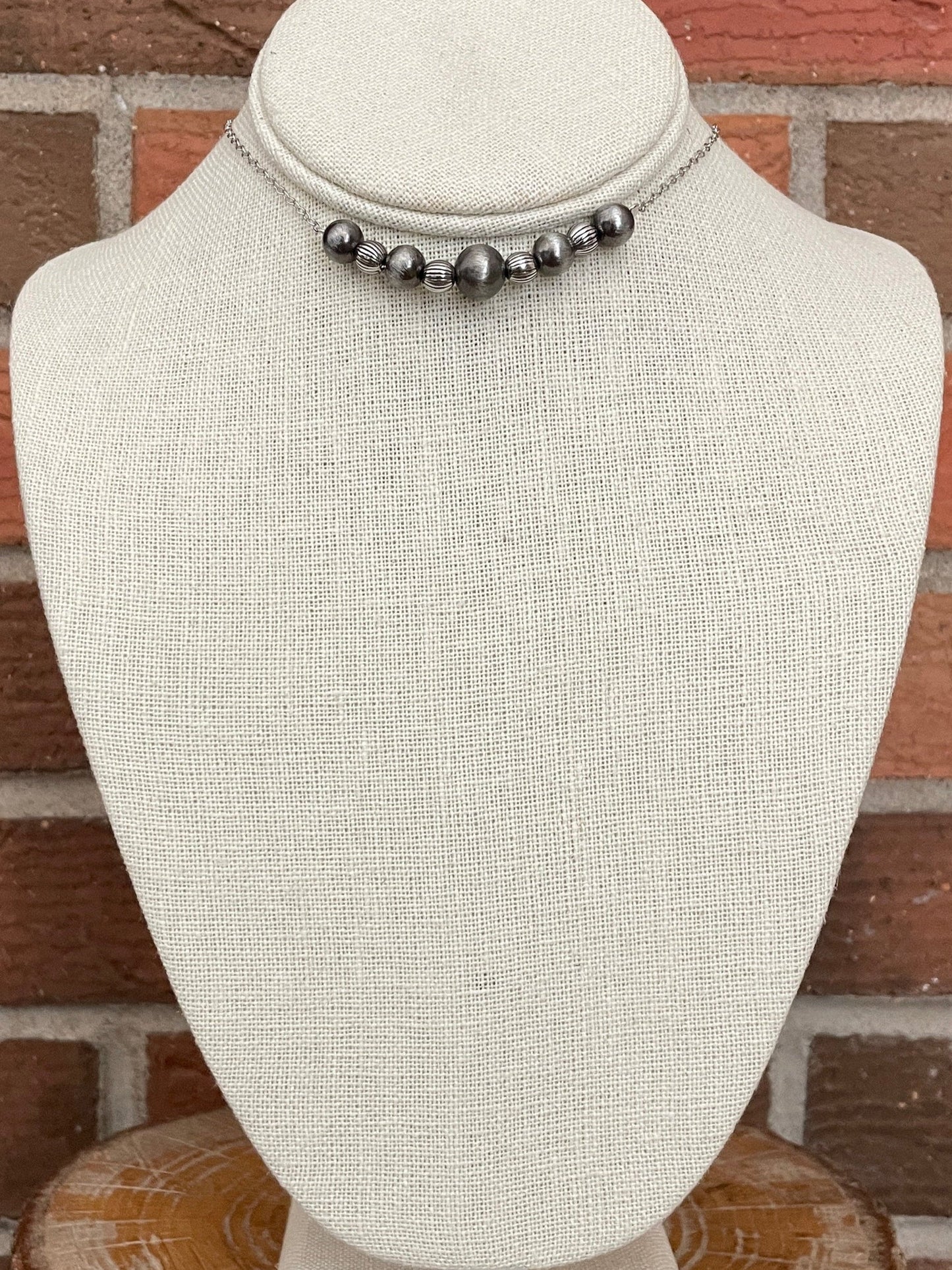 Navajo Style Pearl Lariat and Choker Necklace Set