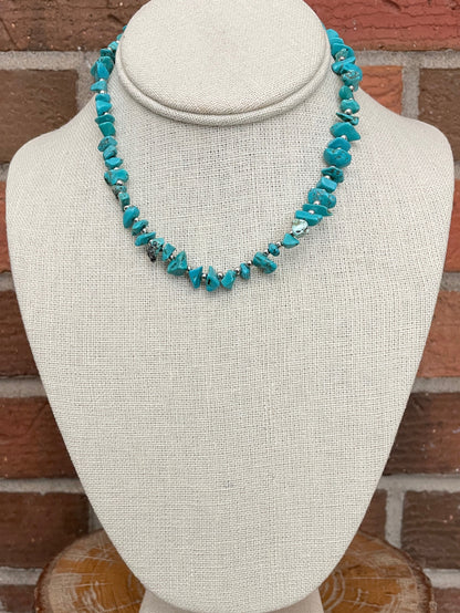 Floral Steer Skull and Turquoise Chip Necklace Set