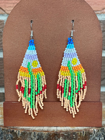Beaded Saguaro Cactus Desert Earrings