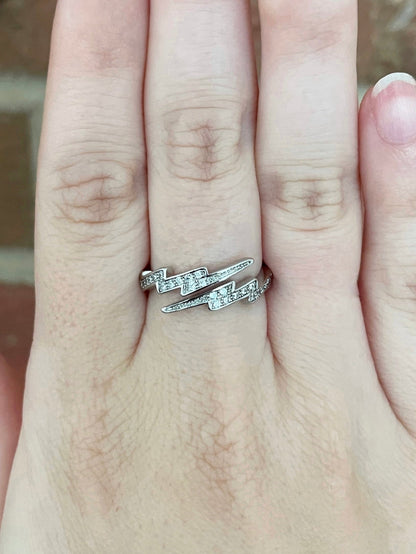 Rhinestone Lightning Bolt Ring