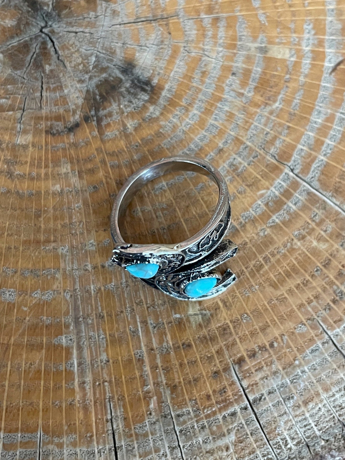 Filigree Horseshoe Ring with Turquoise
