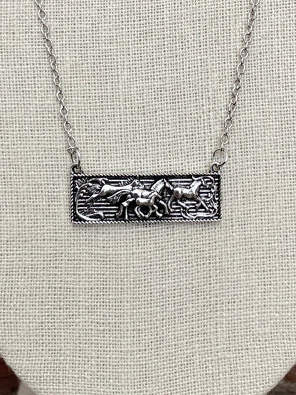 Running Horses Bar Necklace