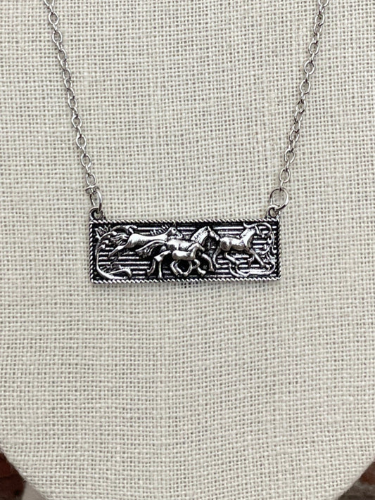 Running Horses Bar Necklace