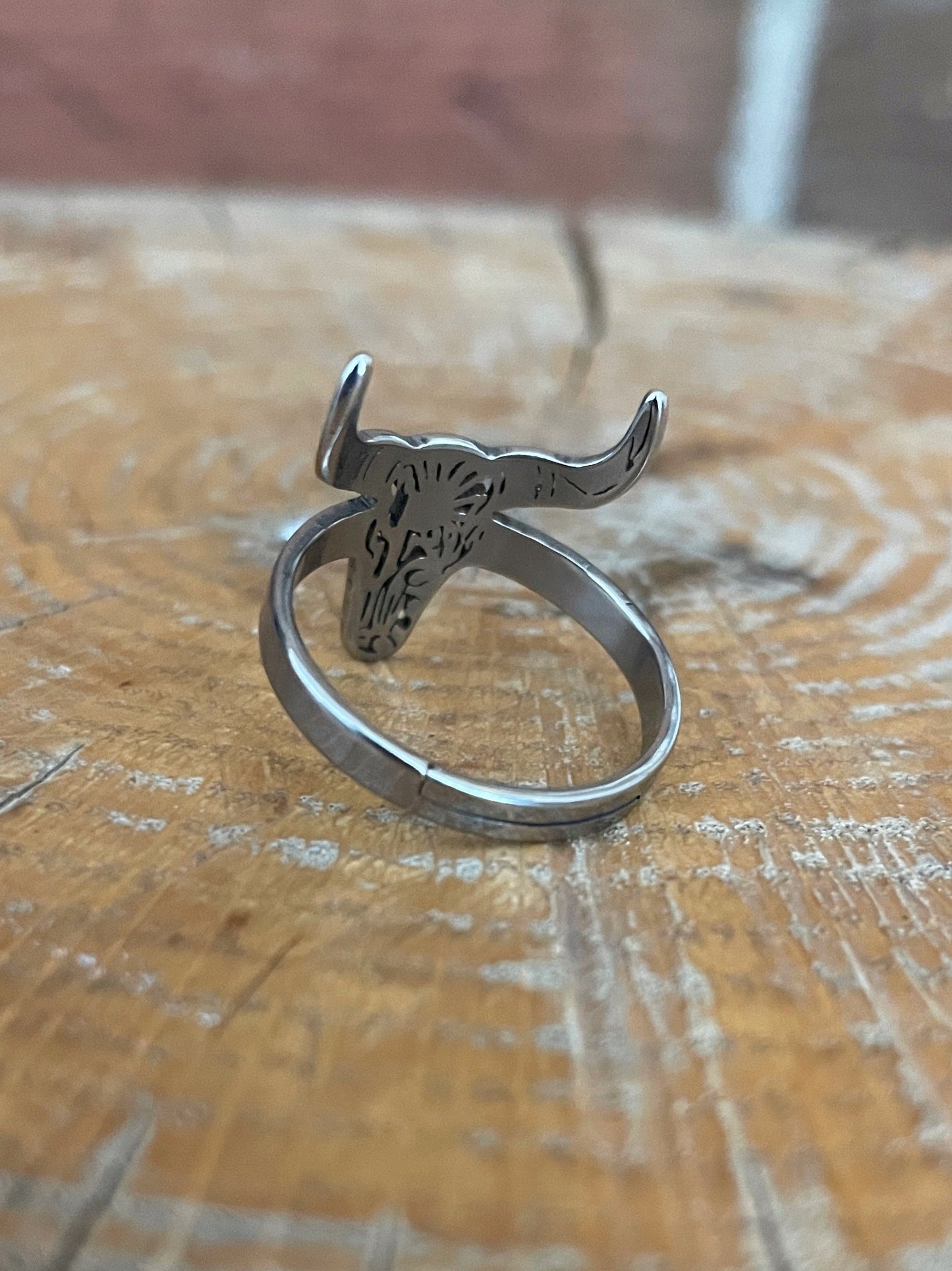 Cutout Steer Skull Ring