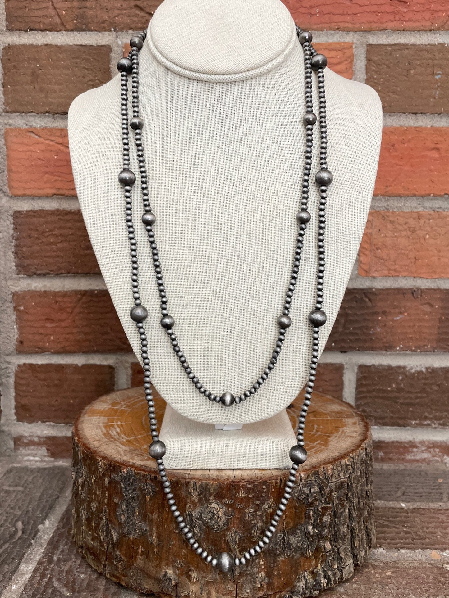 Navajo Style Pearl Beaded Double Layer Necklace