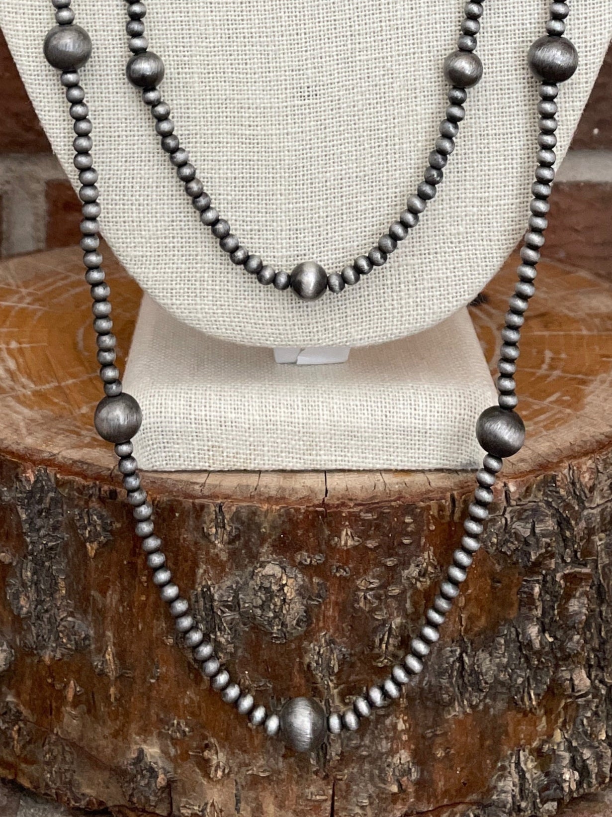 Navajo Style Pearl Beaded Double Layer Necklace