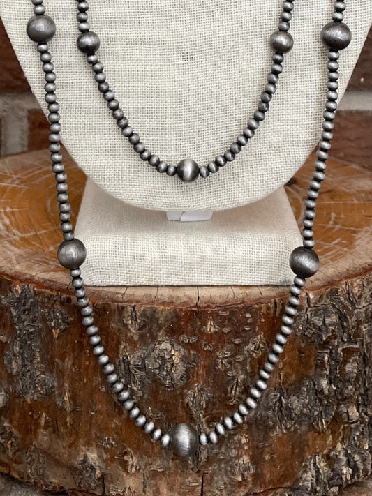 Navajo Style Pearl Beaded Double Layer Necklace