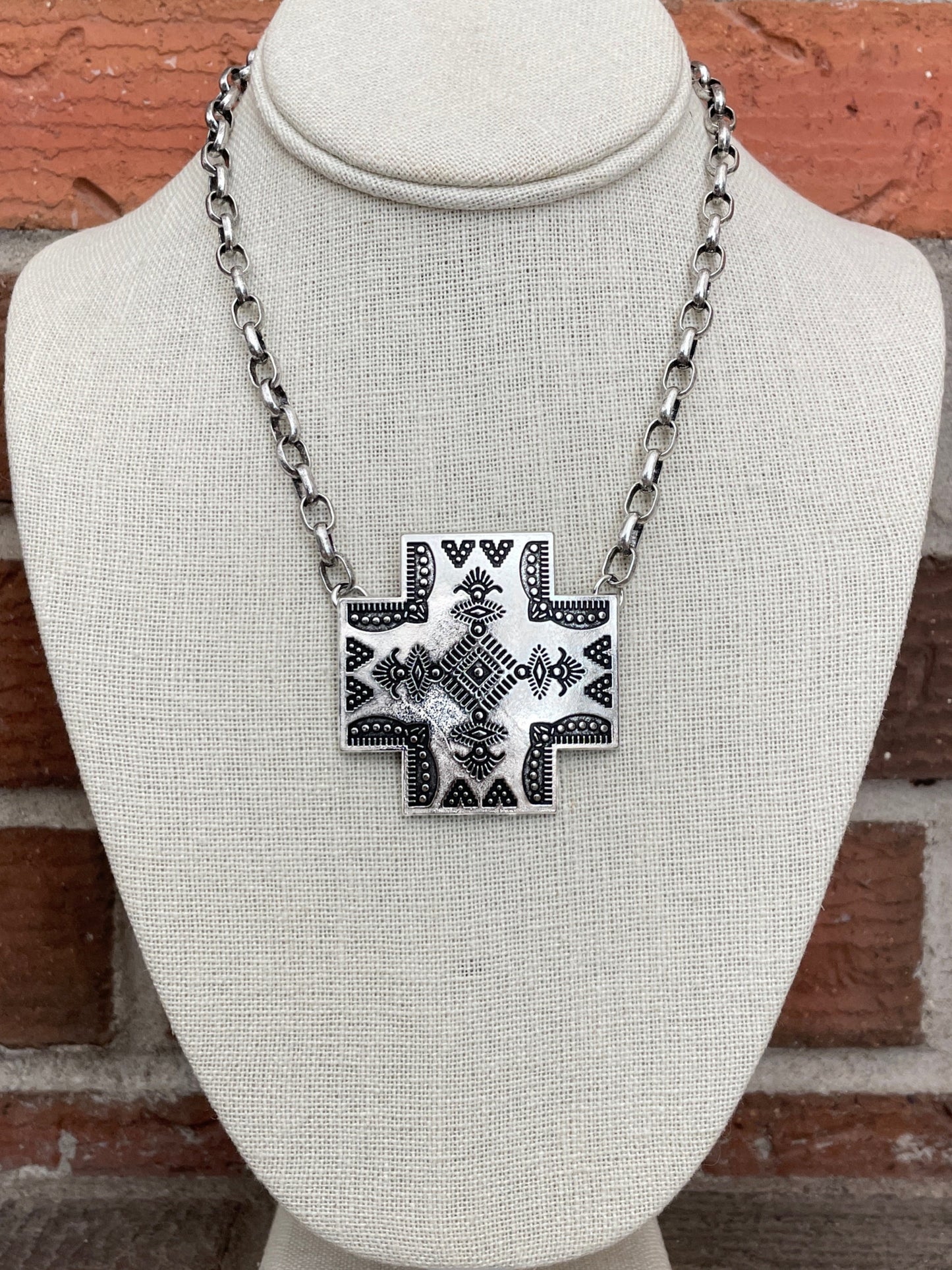 Four Winds Square Cross Necklace