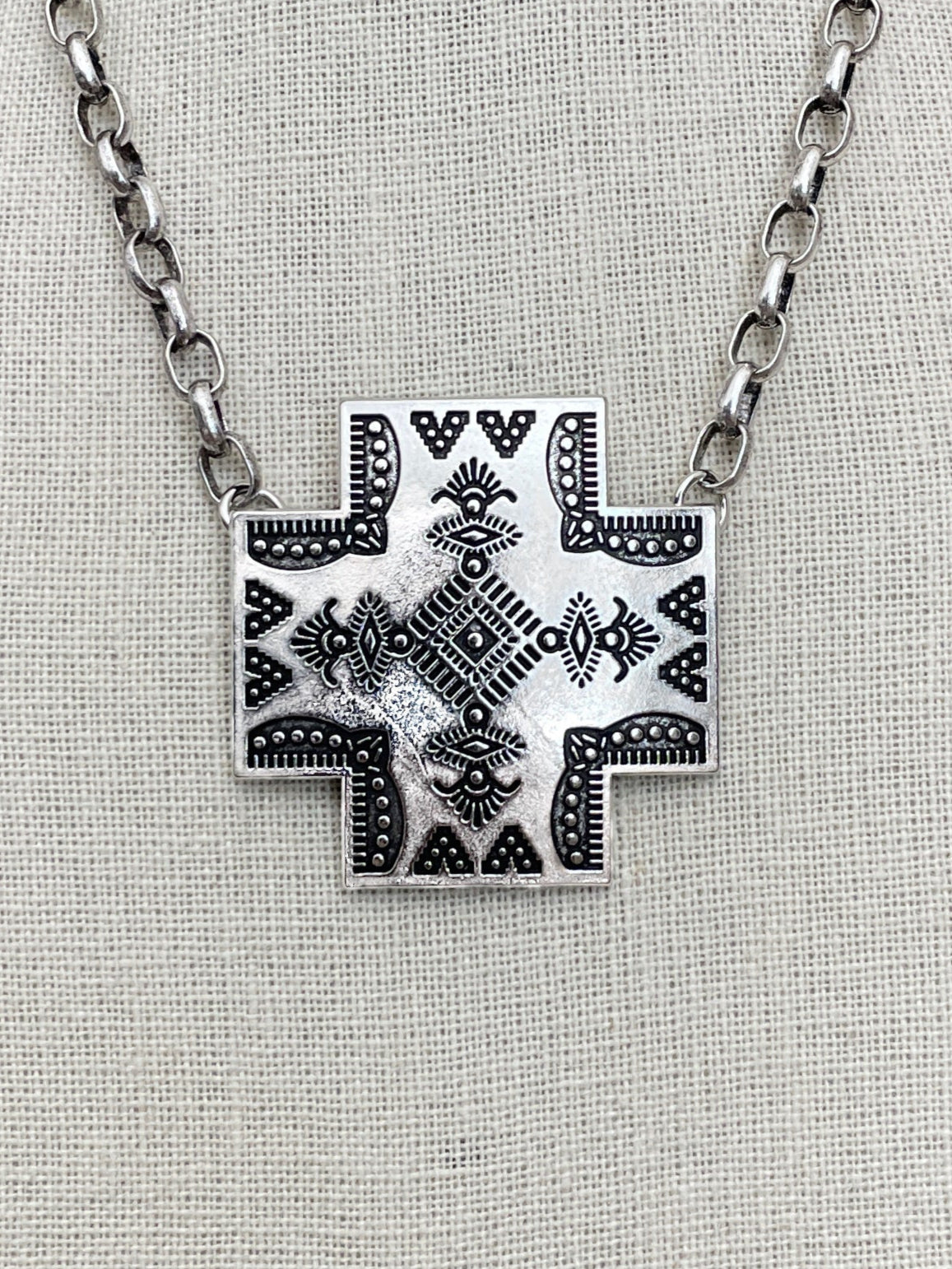 Four Winds Square Cross Necklace