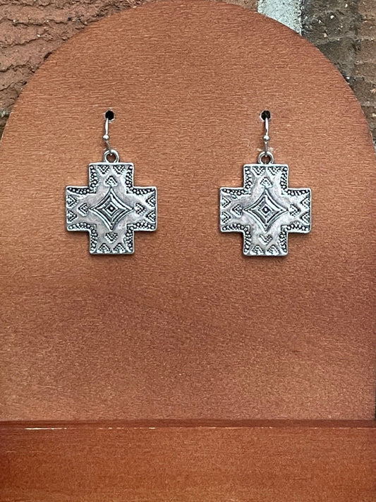 Four Winds Square Cross Earrings