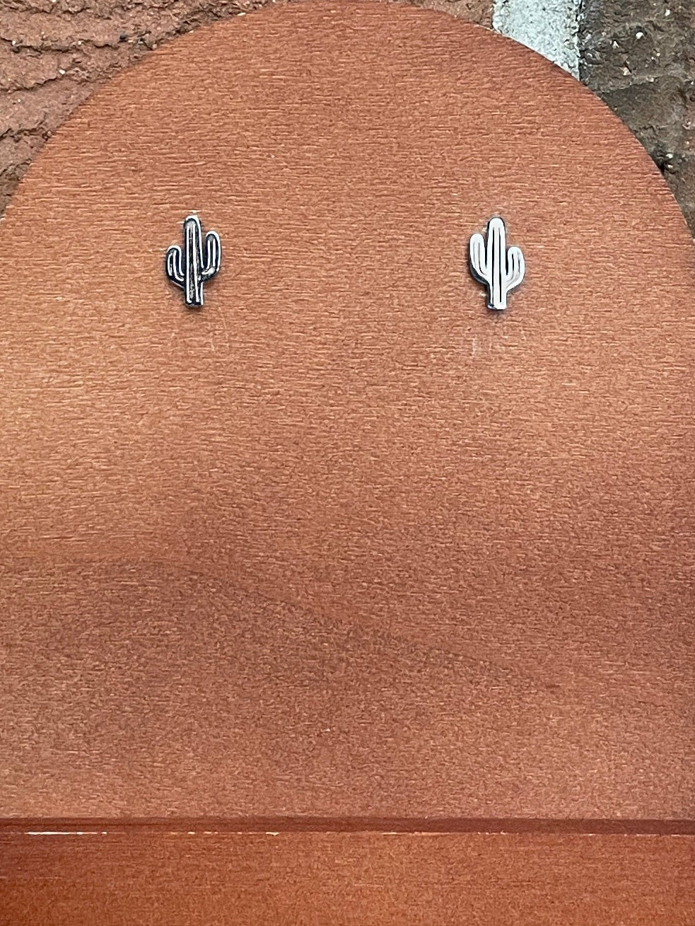 Stainless Steel Saguaro Cactus Earrings - Silver