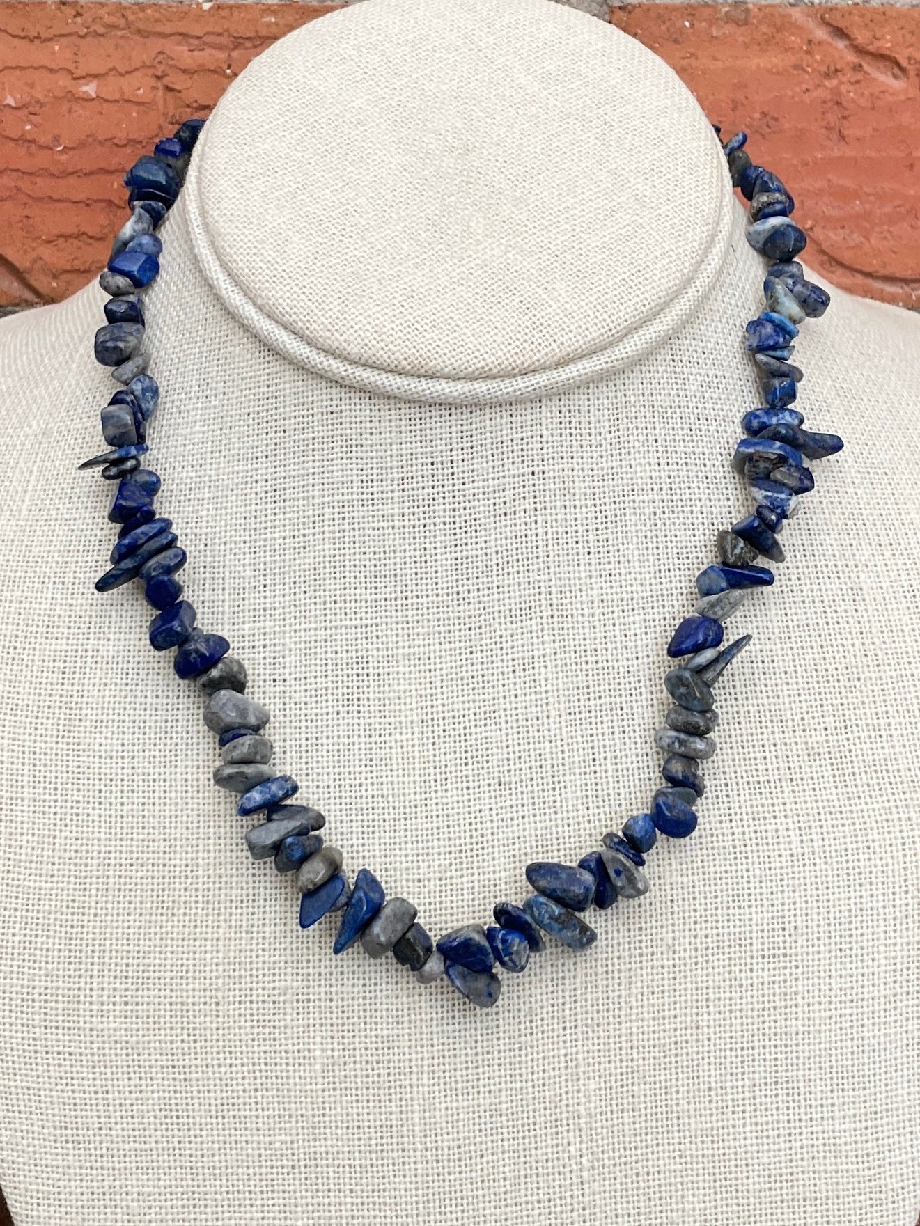 Natural Stone Chip Bead Necklace - Midnight Blue